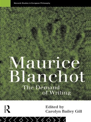 cover image of Maurice Blanchot